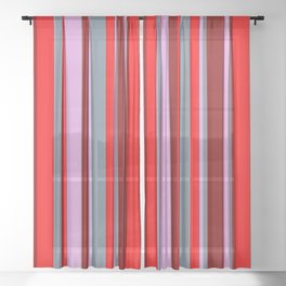 [ Thumbnail: Plum, Slate Gray, Maroon, and Red Colored Lines Pattern Sheer Curtain ]