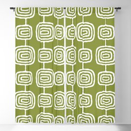 Mid Century Modern Atomic Rings Pattern Mid Mod Olive Green Blackout Curtain