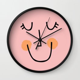 Winky Smiley Face in Pink Wall Clock | Face, Nursery, Kidsroom, Drawing, Vintage, Happy, Children, Illustration, Kawaii, Curated 
