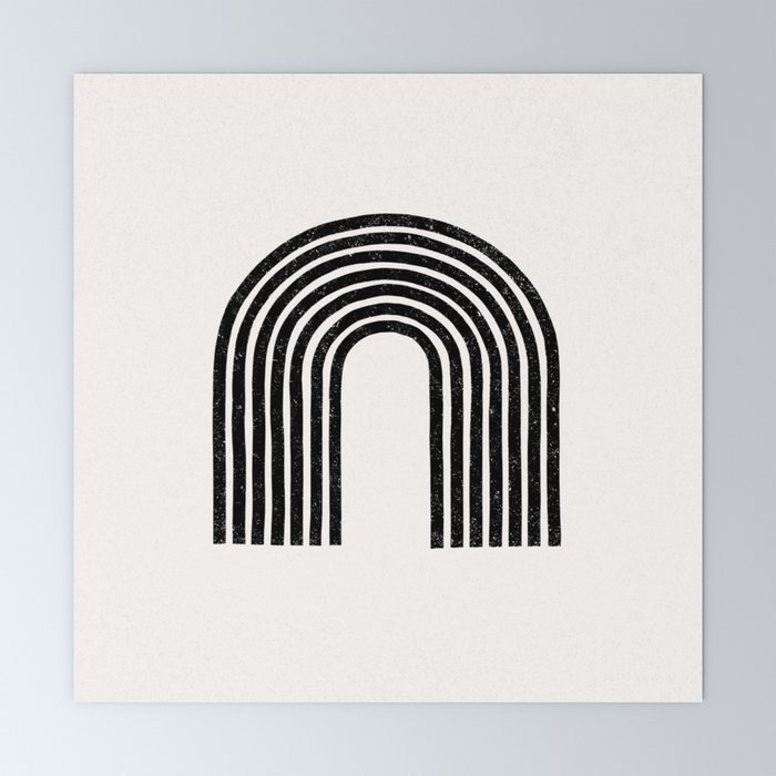 Rainbow Simple Black And White Mid Century Modern Mini Art Print By Minnamay Society6