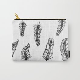 Inked Feather Pattern Carry-All Pouch | Birds, Blackfeather, Blackandwhite, Nature, Blackfeathers, Featherpattern, Urbanfarmhouse, Ink, Feathers, Ink Pen 