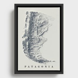 Patagonia, Argentina and Chile, Relief Map 3D digitally-rendered Framed Canvas