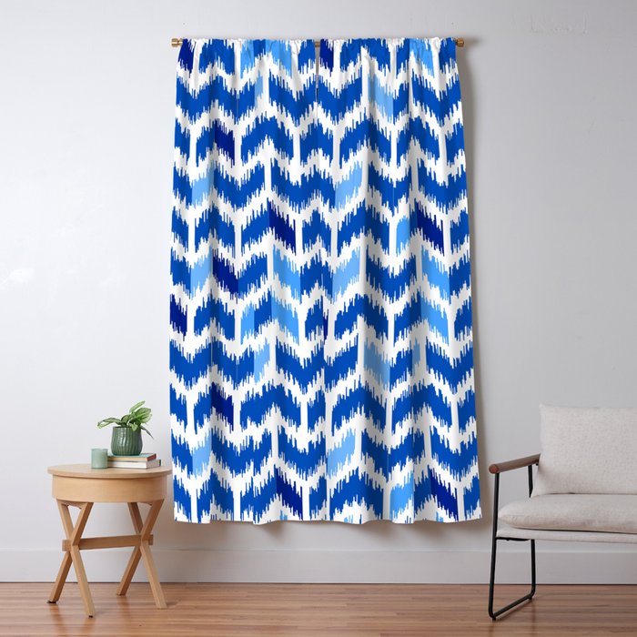 Ikat Pattern Indigo Blue And White 05 Blackout Curtain By