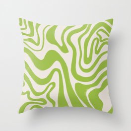Macaw Green Liquid Swirl Lines Throw Pillow