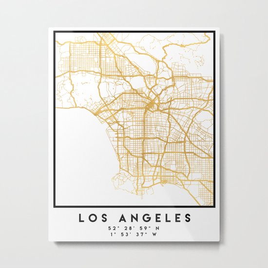 LOS ANGELES CALIFORNIA CITY STREET MAP ART Metal Print