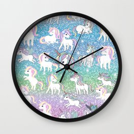 Sweet Unicorn Colorful Pattern Wall Clock
