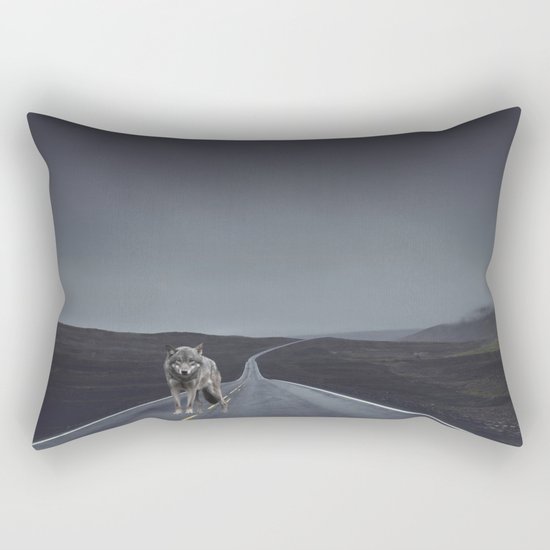 Road Wolf Rectangular Pillow