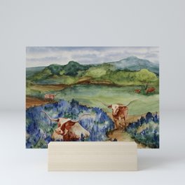 Just the Longhorns, Hanging Out Mini Art Print