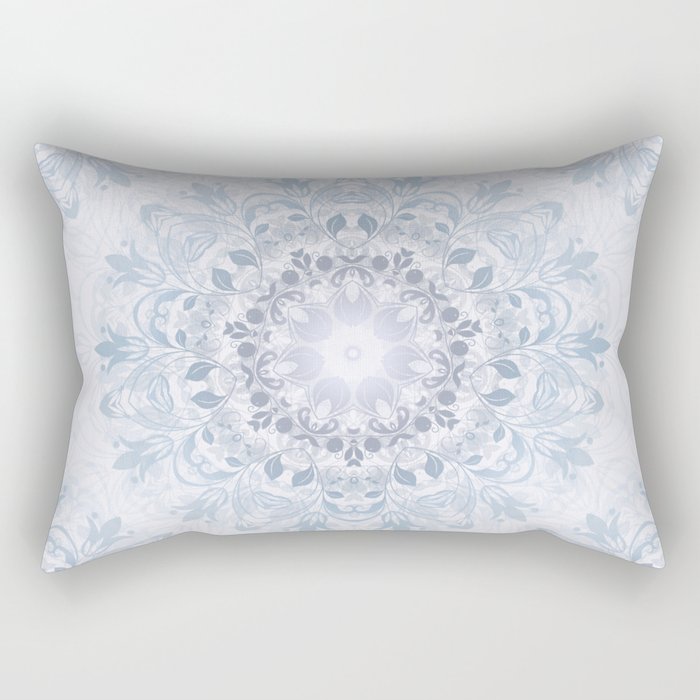 Blue Purple Floral Mandala Rectangular Pillow