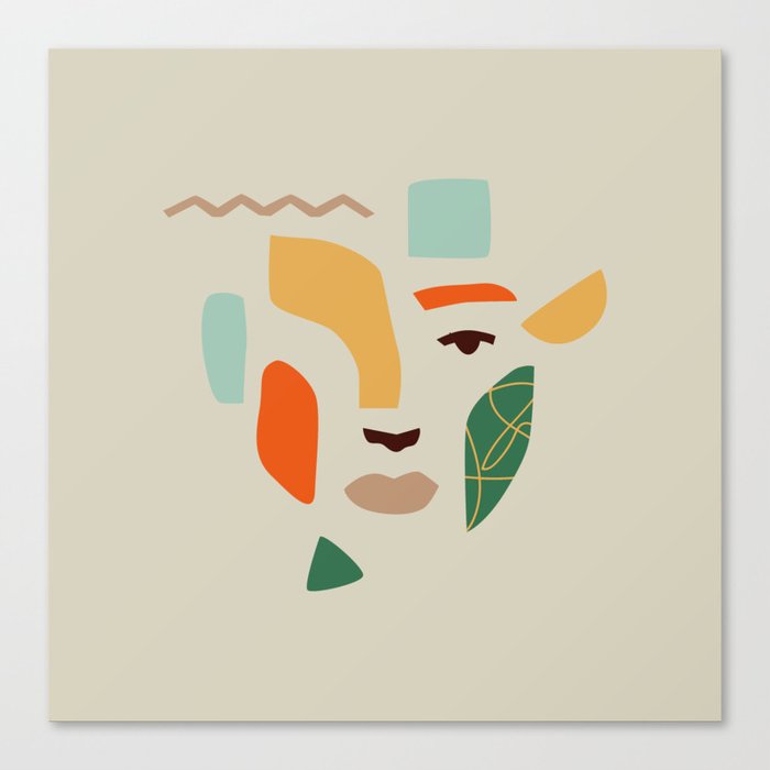 Abstract organic shape collage woman face Canvas Print