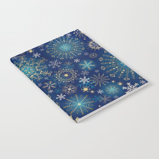Blue gold snowflakes Notebook