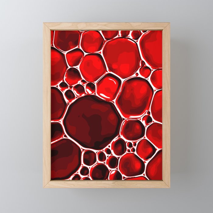 Crimson Oil Abstract Bubbles Framed Mini Art Print