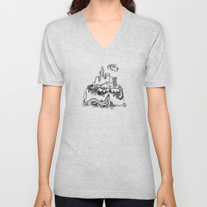 Lonely mountain V Neck T Shirt