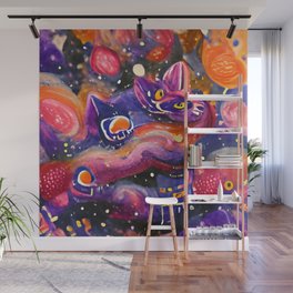 cat caught in star explosion Wall Mural