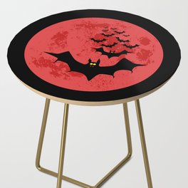 Vampire Bats Against The Red Moon Side Table