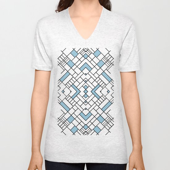 PS Grid 45 Sky Blue Unisex V-Neck