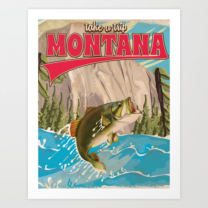 Montana vintage fishing poster Art Print by Nicks Emporium