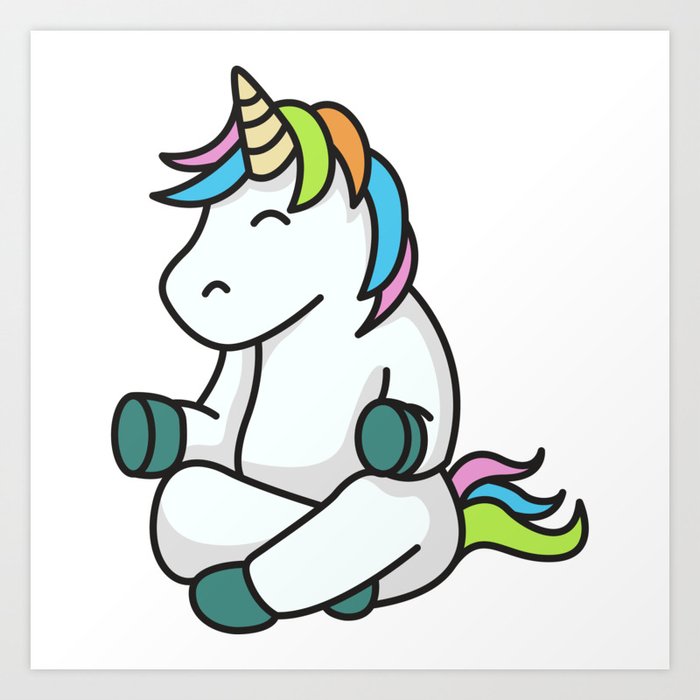 Meditation Yoga Unicorn Gift Idea Fitness Sports Art Print By