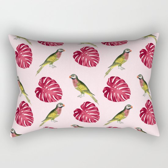 parrots and red leaves Rectangular Pillow