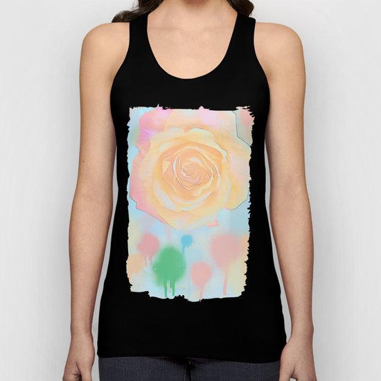 Pastel roses on an abstract water colour background Unisex Tank Top