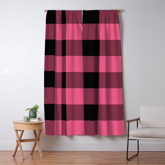 Pink Black Buffalo Plaid Blackout Curtain By Christyne Society6