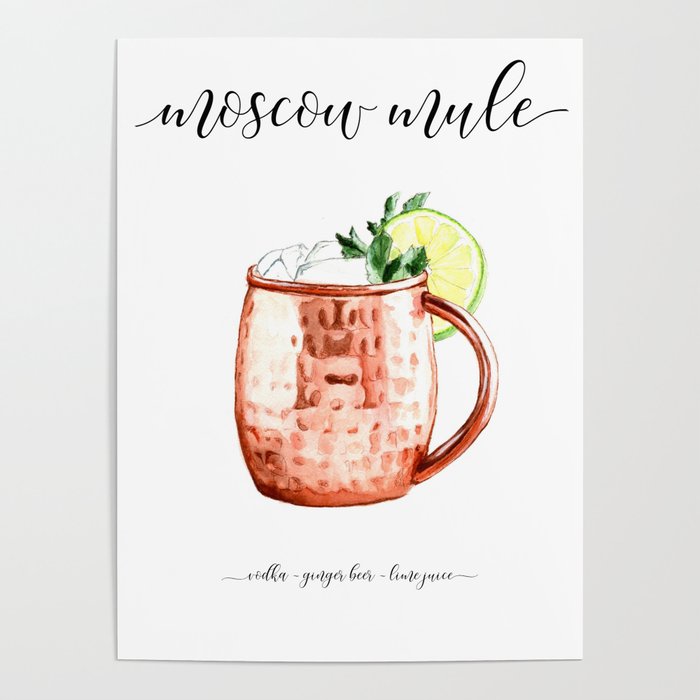 Cocktail Recipes. Moscow Mule. Poster
