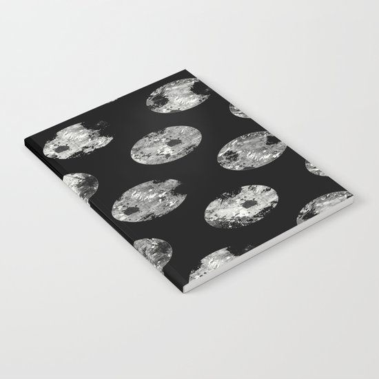 Lunar Pattern - Abstract Black And White Moon Pattern Notebook