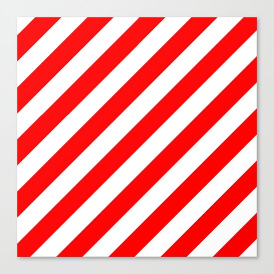 Diagonal Stripes (Red/White) Canvas Print