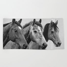 Horses - Black & White 3 Beach Towel