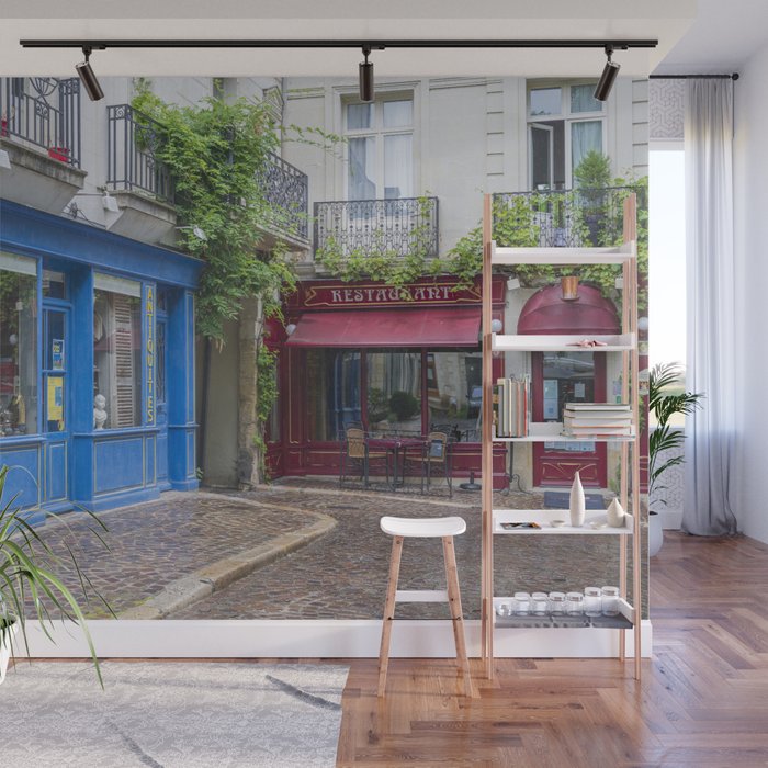 Antiques and a restaurant in Paris - French street photography - Travel photography Wall Mural