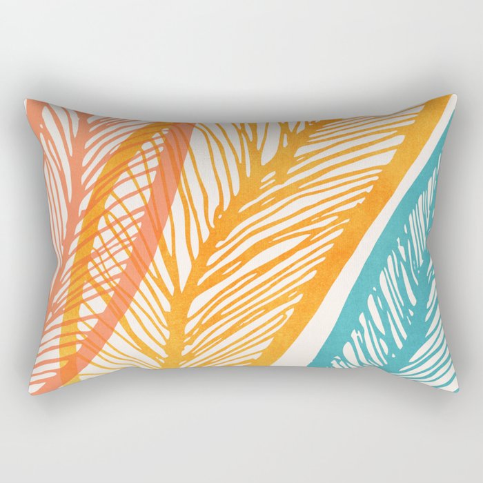 Colorful Tropical Flora - Retro Palette Rectangular Pillow