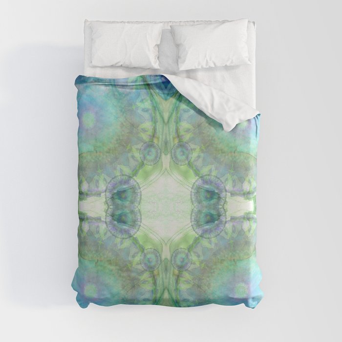 Windswept - Blue and Green Abstract Mandala Art Duvet Cover