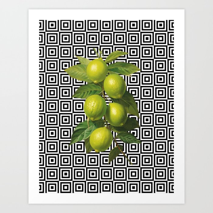 Lime on Square Pattern Art Print
