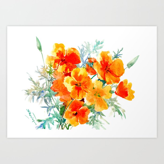 California Poppy Art Print By Sureart Society6