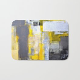 Grey and Yellow Abstract Art Painting Bath Mat