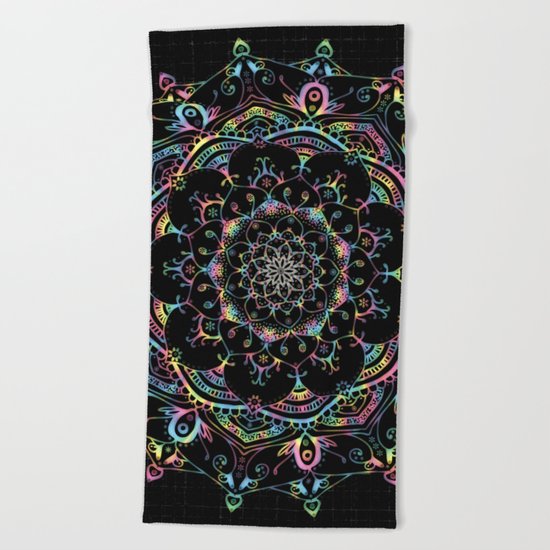 Transcendental Dream Coloured Mandala Design Beach Towel