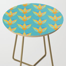 Abstract Colorful Floral Art Pattern in Yellow and Turquoise Side Table