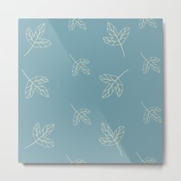 Blue cozy leaves for nice decor Metal Print