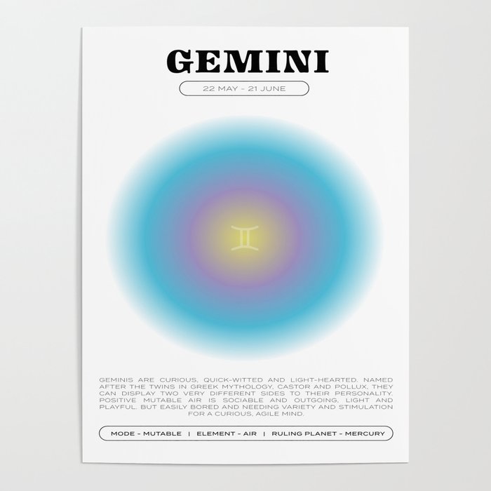 Gemini Zodiac Aura Print Poster