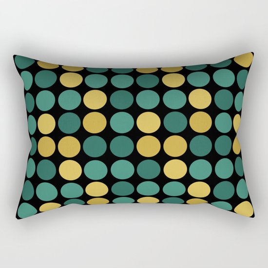 Yellow green polka dots on a black background . Rectangular Pillow