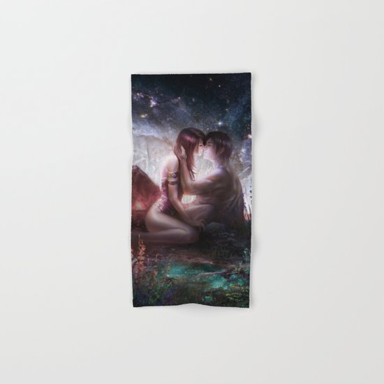 Counting stars - Romantic couple kissing Hand & Bath Towel