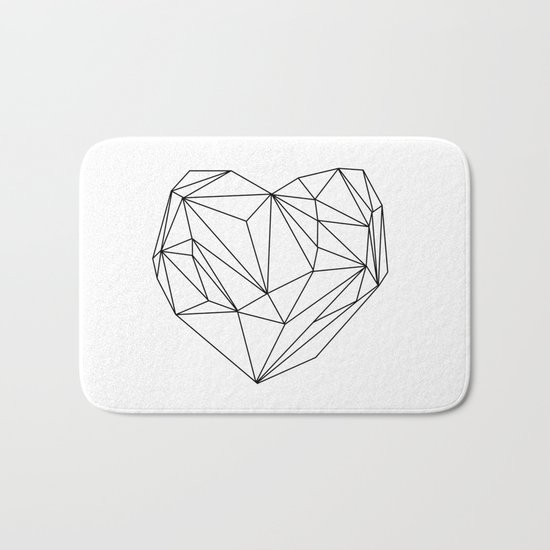 Heart Graphic (black on white) Bath Mat