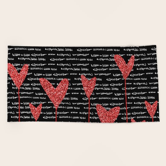 Red Hearts Beach Towel