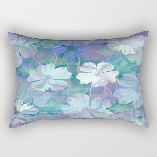 Painterly Midnight Floral Abstract Rectangular Pillow