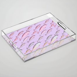 Gradient Pastel Aesthetic Narwhal Unicorn Whales Pink Lilac Blue y2k 2000s Pattern Acrylic Tray