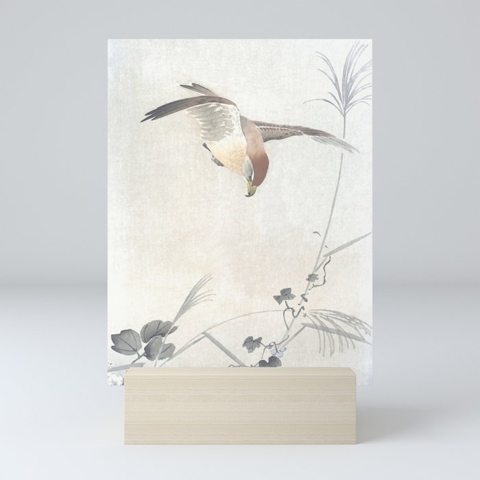 Hawk mid flight - Vintage Japanese Woodblock Print Art Mini Art Print