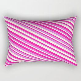 [ Thumbnail: Orchid, Beige & Deep Pink Colored Pattern of Stripes Rectangular Pillow ]