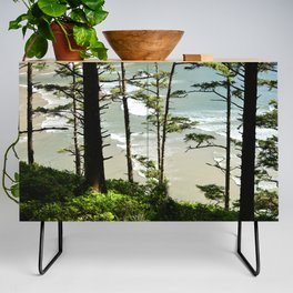 Forest Silhouette Beach Oregon Coast Landscape Ocean Nature Pacific Northwest Credenza