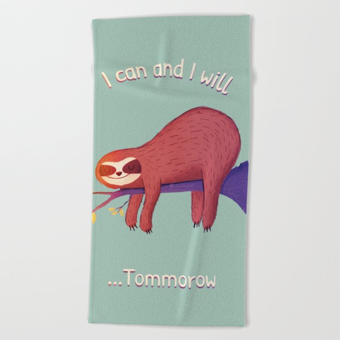 Lazy Sloth Chill day Beach Towel