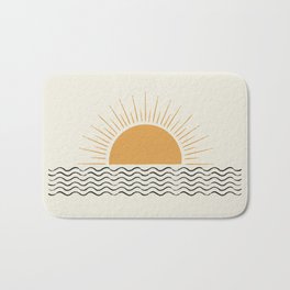 Sunrise Ocean -  Mid Century Modern Style Bath Mat | Graphicdesign, Midcenturymodern, Scenery, Curated, Midcentury, Abstract, Wave, Ocean, Goodvibes, Minimal 